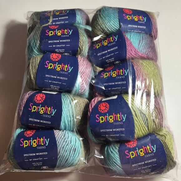 10 Skeins Sprightly Yarns Spectrum Worsted Wool Acrylic OOP #904 - Picture 2 of 2